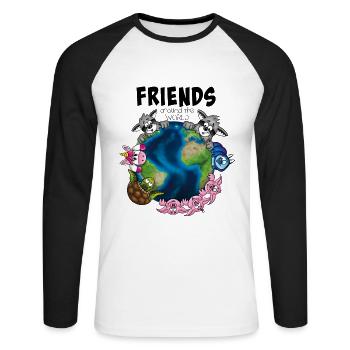 Amis à travers le monde - T-shirt baseball manches longues Homme - blanc/noir - Devant - Nik (191cm)