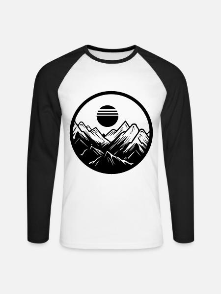 Berge Symbol Mountains - Unisex Long Sleeve Baseball T-Shirt - white/black