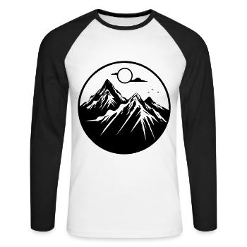 Mountains Nature Mountains Silhouette - Unisex Long Sleeve Baseball T-Shirt - white/black - Front - Nik (191cm)
