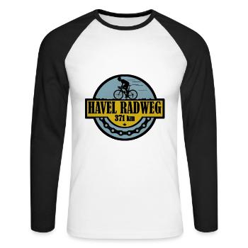Havel Radweg - Unisex Baseballshirt langarm - Weiß/Schwarz - Vorne - Nik (191cm)