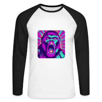 Explore the Abstract Monkey World - Unisex Long Sleeve Baseball T-Shirt - white/black - Front - Nik (191cm)