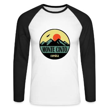 Monte Cinto Corse - T-shirt baseball manches longues Homme - blanc/noir - Devant - Nik (191cm)