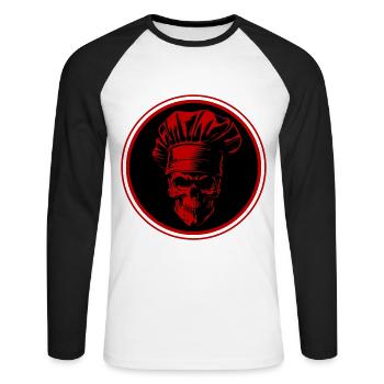 Chef Skull Chef - T-shirt baseball manches longues Homme - blanc/noir - Devant - Nik (191cm)