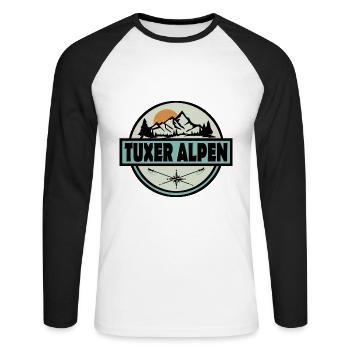 Tuxer Alpen - Unisex Baseballshirt langarm - Weiß/Schwarz - Vorne - Nik (191cm)