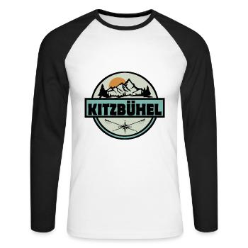 Kitzbühel - Unisex Baseballshirt langarm - Weiß/Schwarz - Vorne - Nik (191cm)