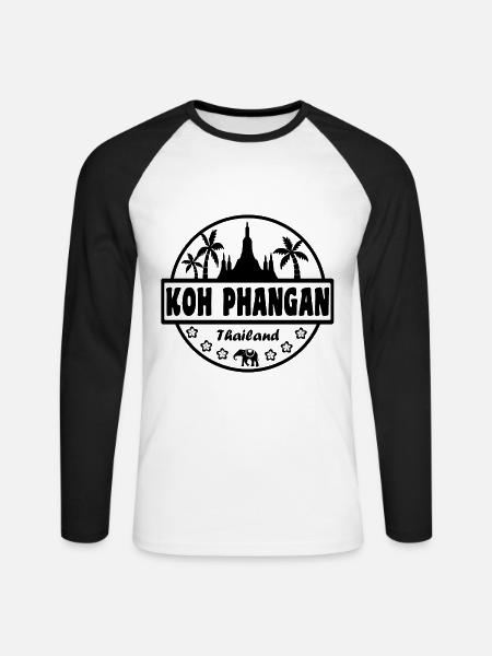 Koh Phangan Thailand - Unisex Baseballshirt langarm - Weiß/Schwarz