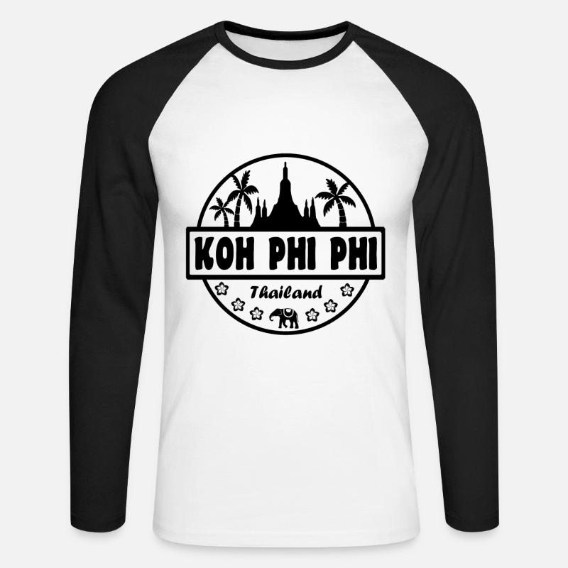 Koh Phi Phi Thailand - Unisex Long Sleeve Baseball T-Shirt - white/black