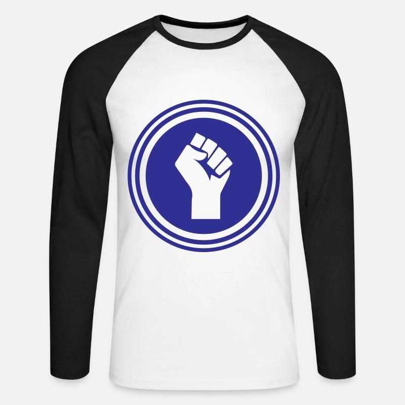 Hand Faust - Unisex Baseballshirt langarm - Weiß/Schwarz