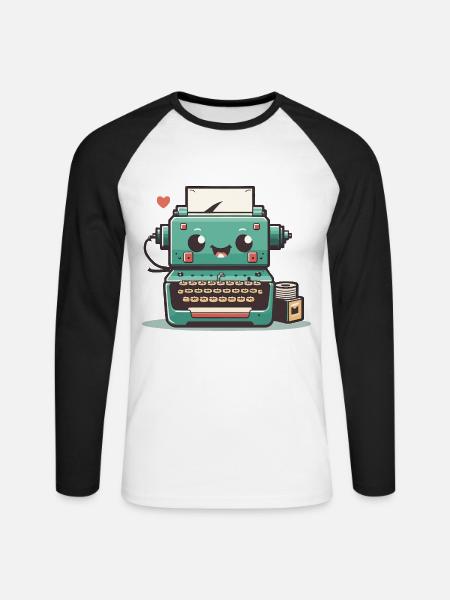 Schreibmaschine Retro - Unisex Baseballshirt langarm - Weiß/Schwarz