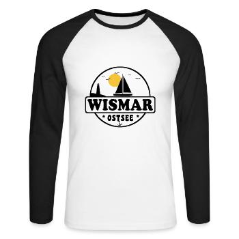 Wismar - Unisex Baseballshirt langarm - Weiß/Schwarz - Vorne - Nik (191cm)