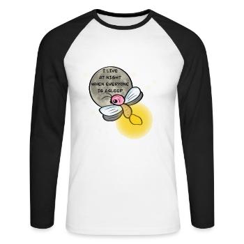 Petite luciole - T-shirt baseball manches longues Homme - blanc/noir - Devant - Nik (191cm)