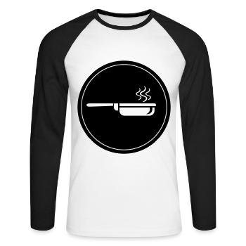 Cuisson à la poêle - T-shirt baseball manches longues Homme - blanc/noir - Devant - Nik (191cm)