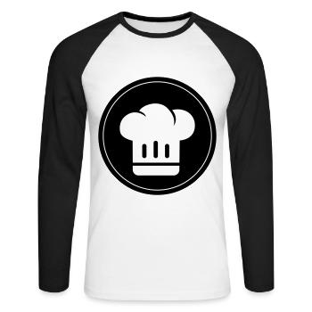 Chapeau de chef Chef - T-shirt baseball manches longues Homme - blanc/noir - Devant - Nik (191cm)