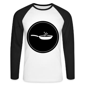 Cuisson à la poêle - T-shirt baseball manches longues Homme - blanc/noir - Devant - Nik (191cm)