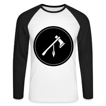 Symbole de hache Amérindiens - T-shirt baseball manches longues Homme - blanc/noir - Devant - Nik (191cm)