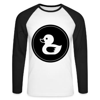 Icône de canard - T-shirt baseball manches longues Homme - blanc/noir - Devant - Nik (191cm)