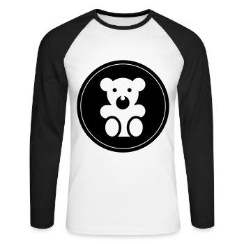 Ours en peluche bébé ours - T-shirt baseball manches longues Homme - blanc/noir - Devant - Nik (191cm)