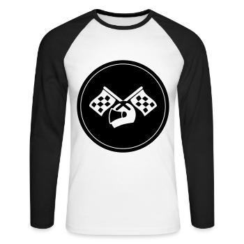 Rennfahrer helm - Unisex Baseballshirt langarm - Weiß/Schwarz - Vorne - Nik (191cm)