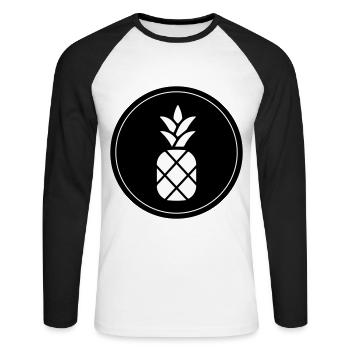 Ananas - T-shirt baseball manches longues Homme - blanc/noir - Devant - Nik (191cm)