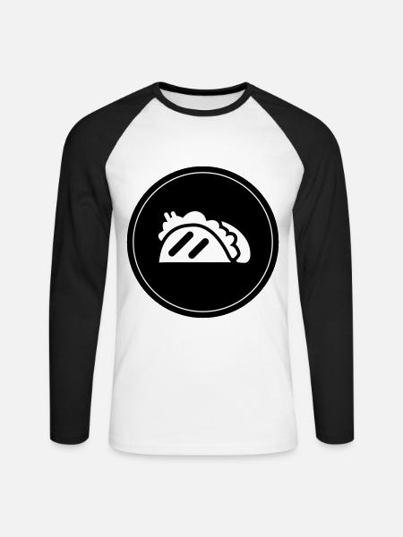 Taco Burrito Symbol Takeaway - Unisex Long Sleeve Baseball T-Shirt - white/black