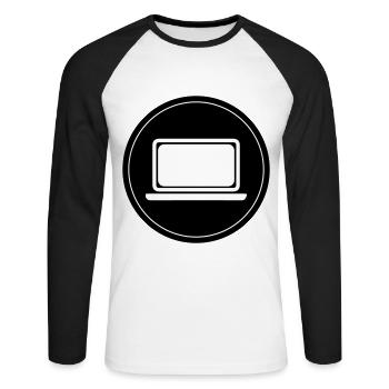 Ordinateur portable Pc Office - T-shirt baseball manches longues Homme - blanc/noir - Devant - Nik (191cm)