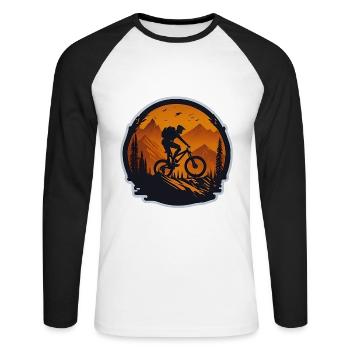 VTT en descente - T-shirt baseball manches longues Homme - blanc/noir - Devant - Nik (191cm)