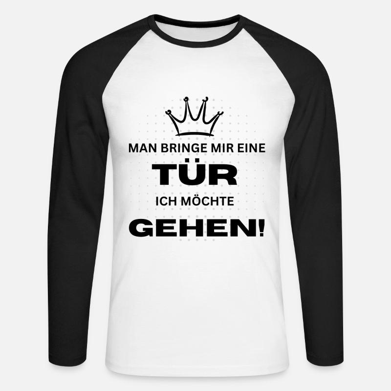 MAN BRINGE MIR EINE TÜR - Unisex Baseballshirt langarm - Weiß/Schwarz