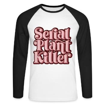 Serial Plant Killer Retro Design - Unisex Baseballshirt langarm - Weiß/Schwarz - Vorne - Nik (191cm)