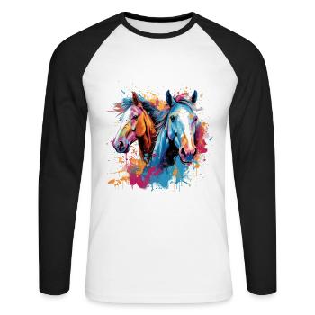 Horses, horses - Unisex Long Sleeve Baseball T-Shirt - white/black - Front - Nik (191cm)