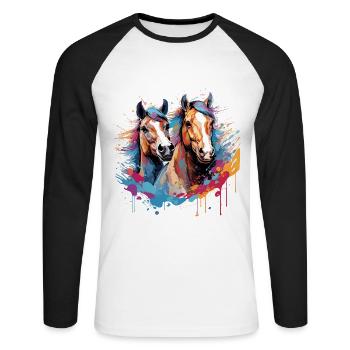 Horses, horses - Unisex Long Sleeve Baseball T-Shirt - white/black - Front - Nik (191cm)