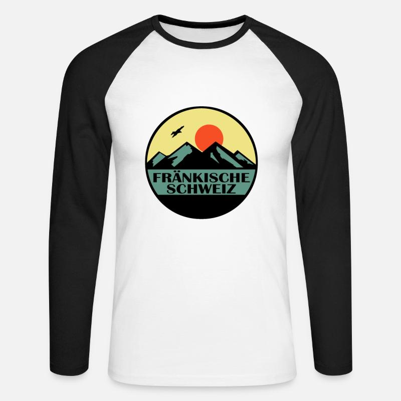 Fränkische Schweiz - Unisex Baseballshirt langarm - Weiß/Schwarz