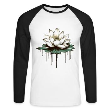 Lotus Blossom - Unisex Long Sleeve Baseball T-Shirt - white/black - Front - Nik (191cm)