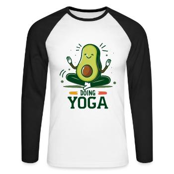 Faire du yoga Avocat Méditation - T-shirt baseball manches longues Homme - blanc/noir - Devant - Nik (191cm)