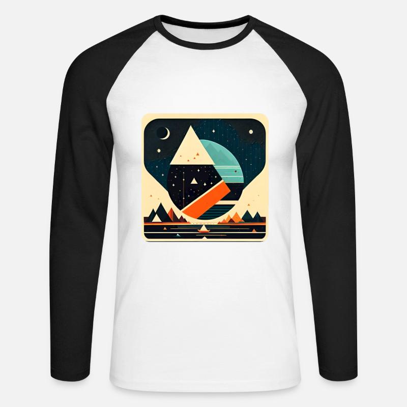 Space City 02 - Unisex Baseballshirt langarm - Weiß/Schwarz
