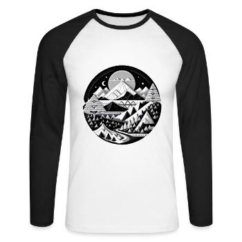 The Mountains 01 - Unisex Long Sleeve Baseball T-Shirt - white/black - Front - Nik (191cm)