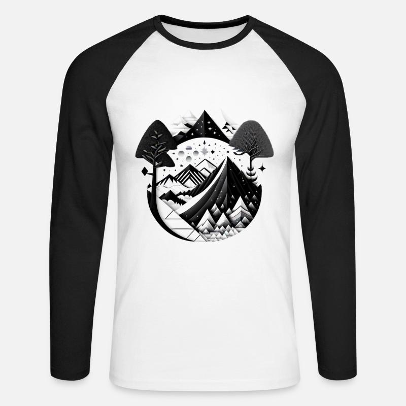 The Mountains 02 - Unisex Baseballshirt langarm - Weiß/Schwarz