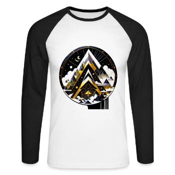 Montagne spatiale - T-shirt baseball manches longues Homme - blanc/noir - Devant - Nik (191cm)