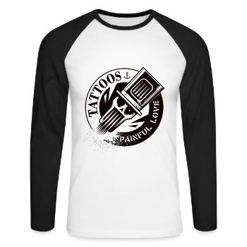 TATTOOS PAINFUL LOVE - Unisex Baseballshirt langarm - Weiß/Schwarz - Vorne - Nik (191cm)