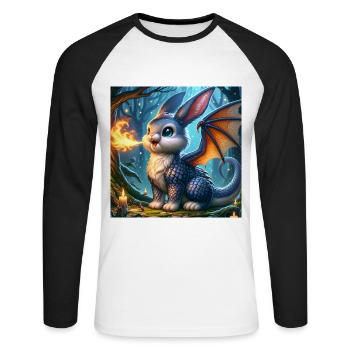 Fire Breathing Bunny Dragon #02 - Unisex Long Sleeve Baseball T-Shirt - white/black - Front - Nik (191cm)