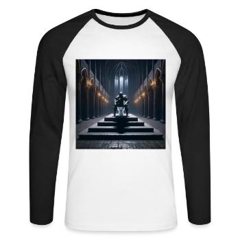 Fart Souls - Hollow Knight on Porcelain Throne #06 - Unisex Long Sleeve Baseball T-Shirt - white/black - Front - Nik (191cm)