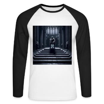 Fart Souls - Hollow Knight on Porcelain Throne #12 - Unisex Long Sleeve Baseball T-Shirt - white/black - Front - Nik (191cm)