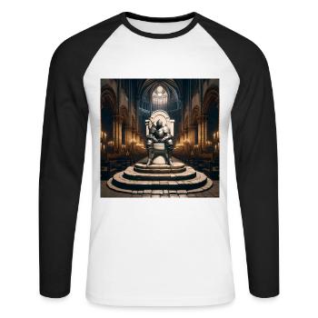 Fart Souls - Hollow Knight on Porcelain Throne #03 - Unisex Long Sleeve Baseball T-Shirt - white/black - Front - Nik (191cm)
