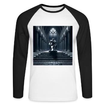 Fart Souls - Hollow Knight on Porcelain Throne #10 - Unisex Long Sleeve Baseball T-Shirt - white/black - Front - Nik (191cm)