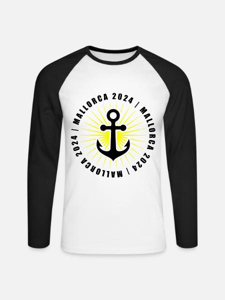 Mallorca 2024 holiday - Unisex Long Sleeve Baseball T-Shirt - white/black