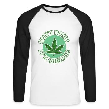Hanf Gras Cannabis Hanfblatt Spruch Motiv - Unisex Baseballshirt langarm - Weiß/Schwarz - Vorne - Nik (191cm)