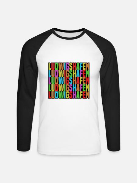 ludwigshafen - Unisex Baseballshirt langarm - Weiß/Schwarz