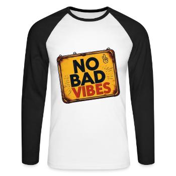 bad vibes - Unisex Baseballshirt langarm - Weiß/Schwarz - Vorne - Nik (191cm)