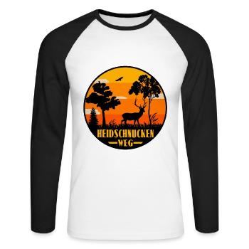 Heidschnuckenweg - Unisex Baseballshirt langarm - Weiß/Schwarz - Vorne - Nik (191cm)