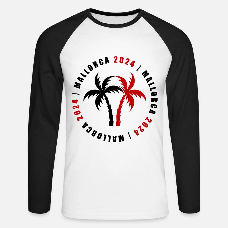 Mallorca 2024 Urlaub - Unisex Baseballshirt langarm - Weiß/Schwarz
