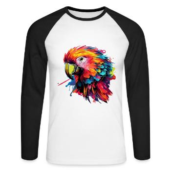 Colorful Parrot Splash of Color - Unisex Long Sleeve Baseball T-Shirt - white/black - Front - Nik (191cm)